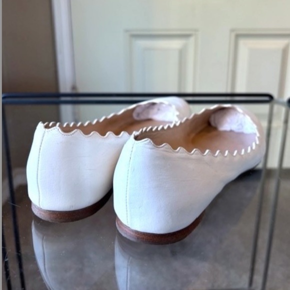 CHLOE Lauren Scalloped Leather Ballet Flats in White EUC/sz 6 - Picture 10 of 15